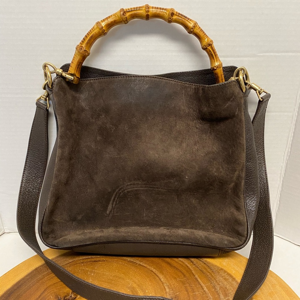 Gucci Leather 2 Way classic bamboo handle Handbag